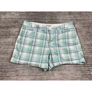 St‎ Johns Bay Shorts Womens 12 Blue Plaid Cotton Blend Casual